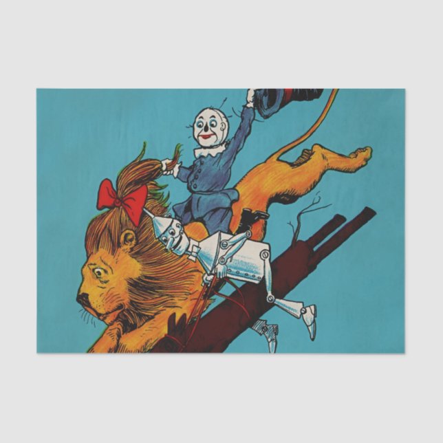Papel De Seda "Scarecrow and Cowardly Lion", por John R Neill (Frente )
