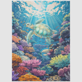 Papel De Seda Scenic Coral Reef & Sea Turtle Decoupage 