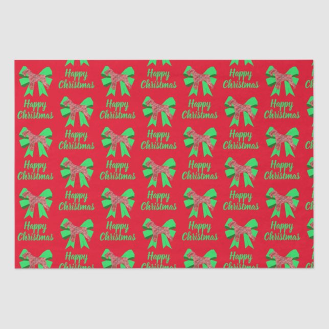 Papel De Seda Schnauzer Silhouette Red Christmas Dog & Green Arc (Frente )