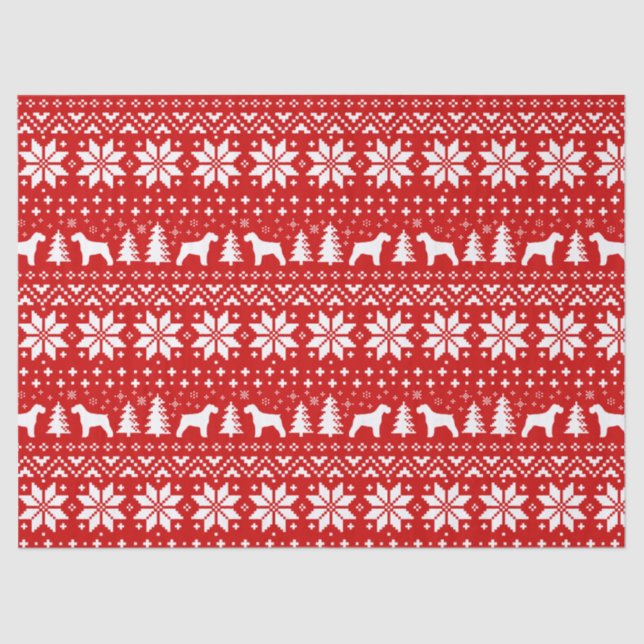 Papel De Seda Schnauzer Silhouettes Padrão de Natal (Frente )