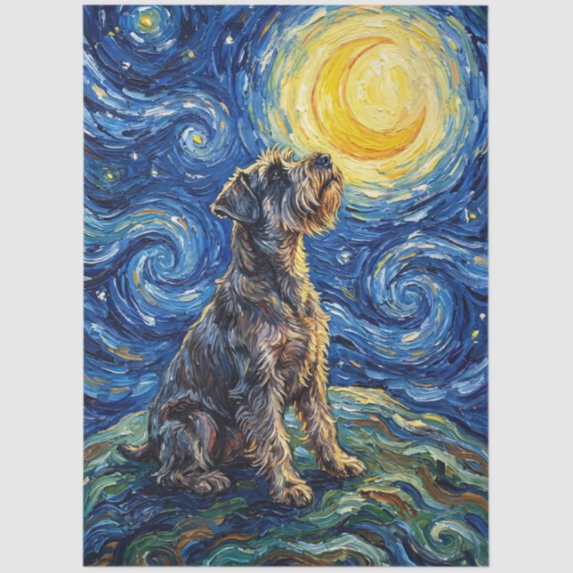 Papel De Seda Schnauzer Starry Night Decoupage (Frente )