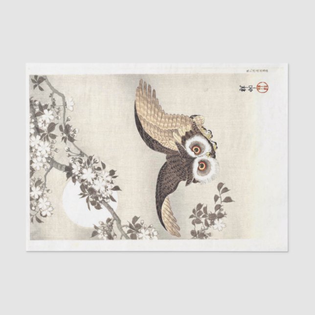 Papel De Seda Scop Owl, Cherry Blossoms e Lua (Frente )