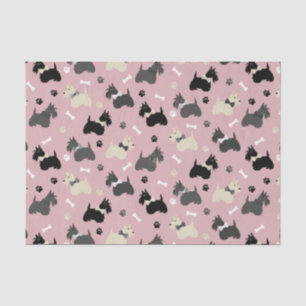 Papel De Seda Scottish Terrier Paws and Bones Pink