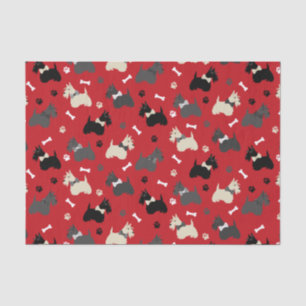 Papel De Seda Scottish Terrier Paws and Bones Red