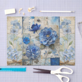 Papel De Seda Scrapbook de coloração azul inspirado na Vintage
