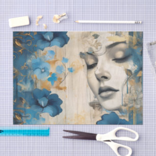 Papel De Seda Scrapbook de coloração azul inspirado na Vintage
