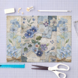 Papel De Seda Scrapbook de coloração azul inspirado na Vintage