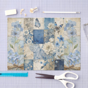 Papel De Seda Scrapbook de coloração azul inspirado na Vintage