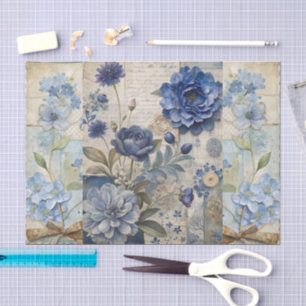 Papel De Seda Scrapbook de coloração azul inspirado na Vintage
