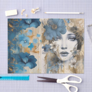 Papel De Seda Scrapbook de coloração azul inspirado na Vintage
