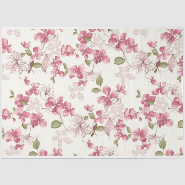 Papel De Seda Scrappy Pink Floral Series Design 1 (Frente )