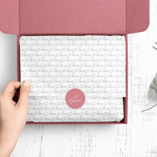 Papel De Seda Scribble Love   Preto e branco