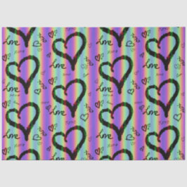 Papel De Seda Scribble Love Xoxo Heart Stripe Tissue Paper