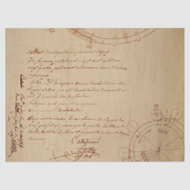 Papel De Seda Script Cursivo e Desenhos Mecânicos no Tom (Frente )