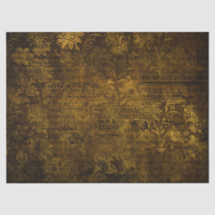 Papel De Seda Script Dourado Grunge do Vintage Brass