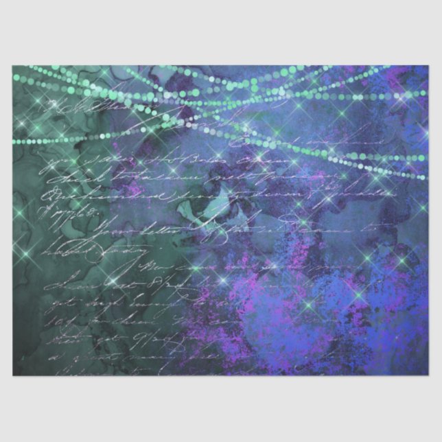 Papel De Seda Script e luzes na página de dissociação roxa e ver (Frente )