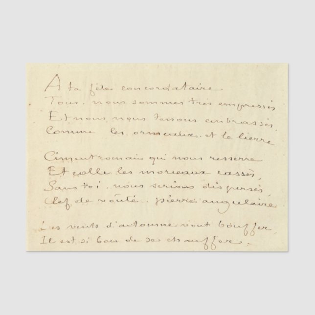 Papel De Seda Script francês manuscrito (Frente )