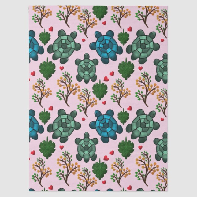 Papel De Seda Sea Turtle Lover Gift, Cute Turtle Pattern, Marine (Frente )