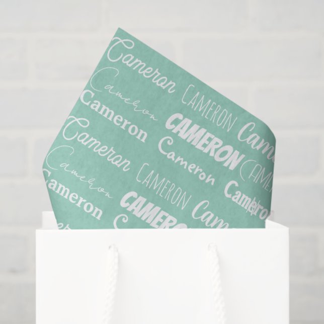 Papel De Seda Seafoam Mint Green Birthday Personalized Name (Sacola de presentes)