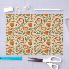 Papel De Seda Seamless floral pattern in beige background