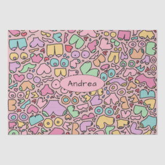 Papel De Seda Seios rosa padrão engraçado popular