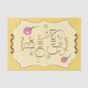 Papel De Seda Seja Nossos Convidados Rosas Rosa Dourado Amarelo 