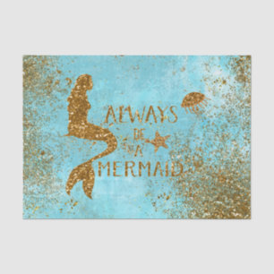 Papel De Seda Seja sempre uma visão da sereia do brilho do ouro