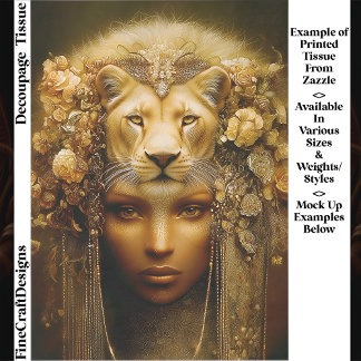 Papel De Seda Sekhmet Lioness Goddess Portrait EW1Z Decoupage