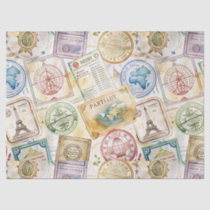 Papel De Seda Selo de Passaporte Rústico Padrão de Viagem (8)