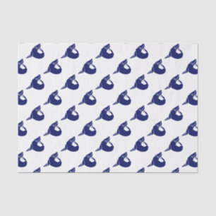 Papel De Seda Selo Estilizado Vintage Silhueta Leão Marinho Azul