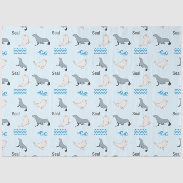 Papel De Seda Selo & padrão de ondas de água no azul (Frente )