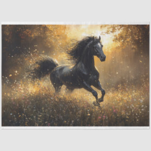 Papel De Seda Selvagem Black Stallion Mustang Decoupage
