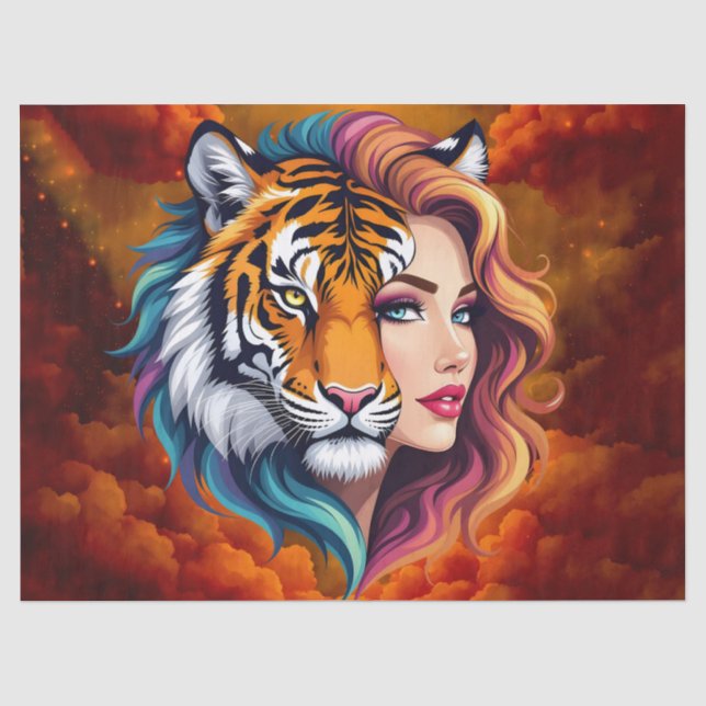 Papel De Seda Selvagem Interior – Deusa do Espírito do Tigre.  (Frente )