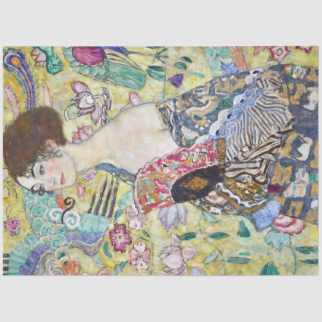 Papel De Seda Senhora com ventilador, Gustav Klimt (Frente )