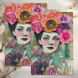PAPEL DE SEDA SENHORA DA MODA VINTAGE COM MÍDIA MISTA DÉCOUPAGE