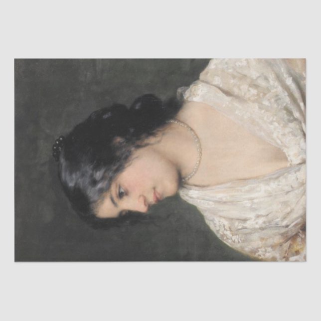 Papel De Seda Senhora Elegante com Colar de Pérolas (Frente )