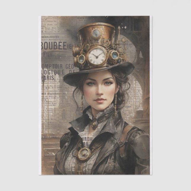Papel De Seda Senhora Steampunk, Mulher Vitoriana Ephemera (Frente )