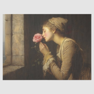 Papel De Seda Senhora Vintage com uma dissociação rosa rosa