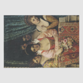 Papel De Seda Senhoras Medievais em uma Balconia