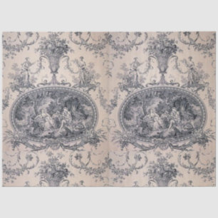 Papel De Seda Separação Azul e Branco Antiquado Vitoriano