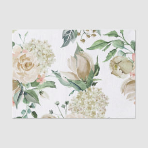 Papel De Seda Separação Botânica da Marinha Antiquada Elegante