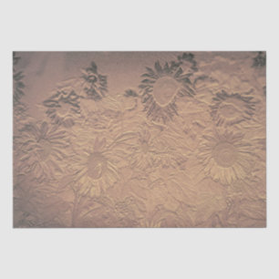 Papel De Seda Separação Chic Floral de Sunflower Vintage Sepia