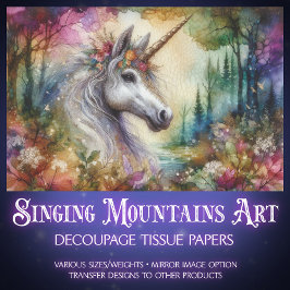 Papel De Seda Separação Colorida do Unicórnio de Cores Aquáticas