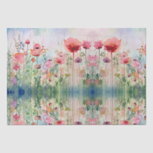 Papel De Seda Separação de Aquarelas de Poppies Vermelhos