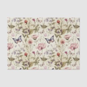 Papel De Seda Separação de Borboletas e Flores Antigas