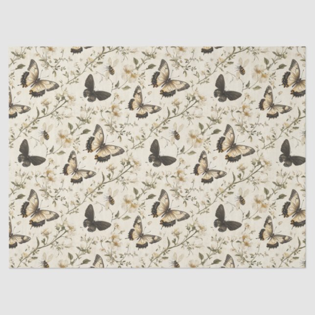 Papel De Seda Separação de Borboletas Florais Russas Elegantes (Frente )