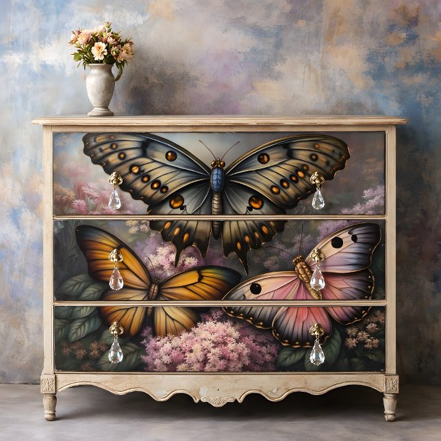 Papel De Seda Separação de Borboletas Metálicas (Metallic Butterflies Decoupage Tissue Paper)