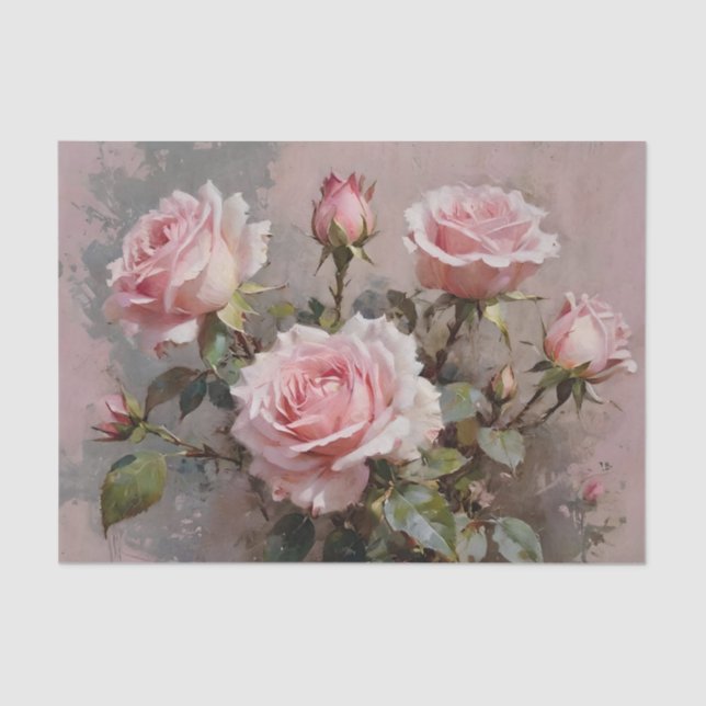 Papel De Seda Separação de Cor da Água das Rosas Rosa (Frente )