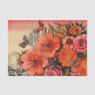Papel De Seda Separação de Diário de Lixo Floral Laranja
