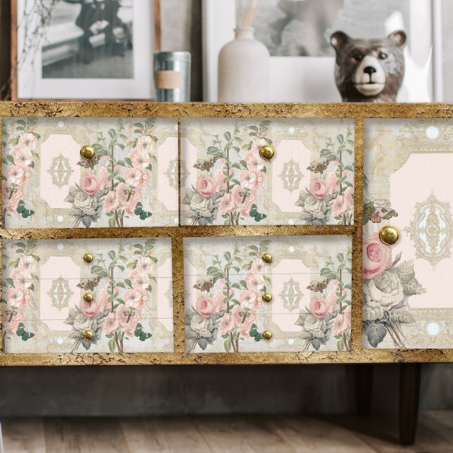 Papel De Seda Separação de Ephemera Dourada Rosa  de Paris Vinta (Criador carregado)